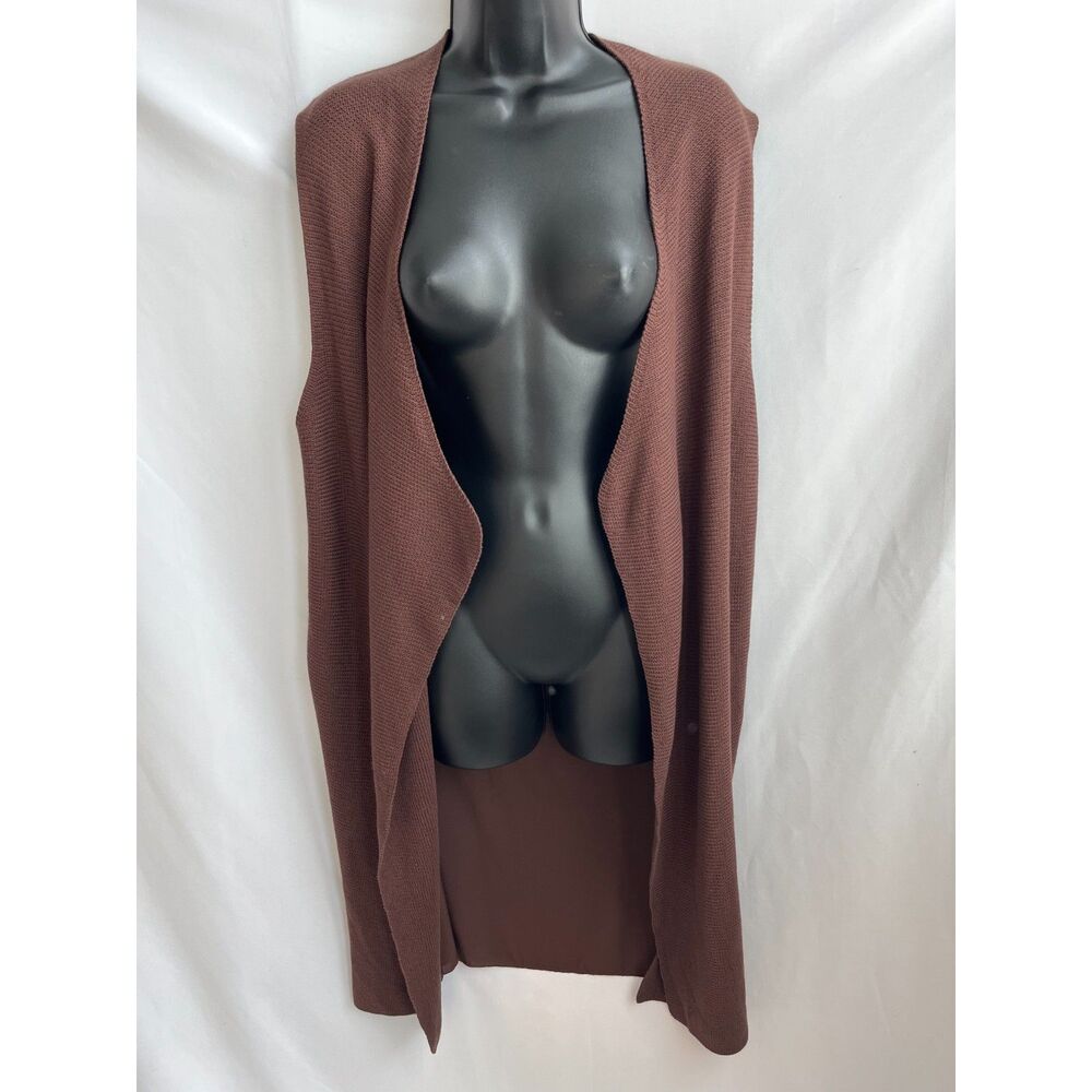 Antthony Original Brown Longline Shrug Cape Kimono Mixed Media Chiffon Bottom L